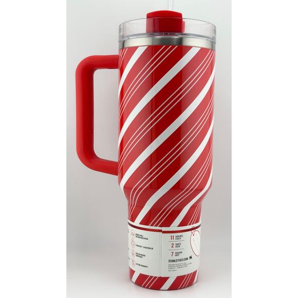 Stanley Quencher H2.0 FlowState HOLIDAY Tumbler 40 oz, CANDY CANE TWIST - Picture 2 of 5